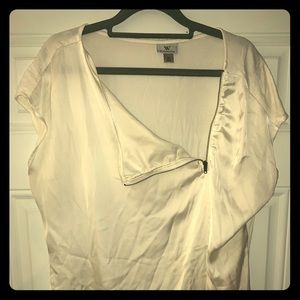 Cream colored blouse with zipper by neck